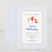 Invitation Cocktails Pool party Adulte Anniversaire (Devant / Derrière)