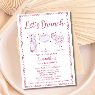 Invitation Cocktails Quirky Rose Brunch N'importe quelle fête