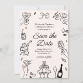 Invitation Cocktails Quirky & Whimsical Enregistrer la date (Devant)
