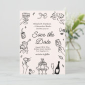 Invitation Cocktails Quirky & Whimsical Enregistrer la date (Debout devant)