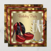 Invitation Cocktails Red High Heel Chaussures Anniversaire (Devant / Derrière)