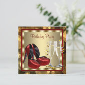 Invitation Cocktails Red High Heel Chaussures Anniversaire (Debout devant)