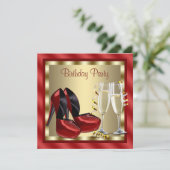 Invitation Cocktails Red High Heel Chaussures Anniversaire (Debout devant)