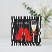 Invitation Cocktails Red High Heel Chaussures Zebra Anniversa (Debout devant)