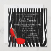 Invitation Cocktails Red High Heel Chaussures Zebra Anniversa (Dos)
