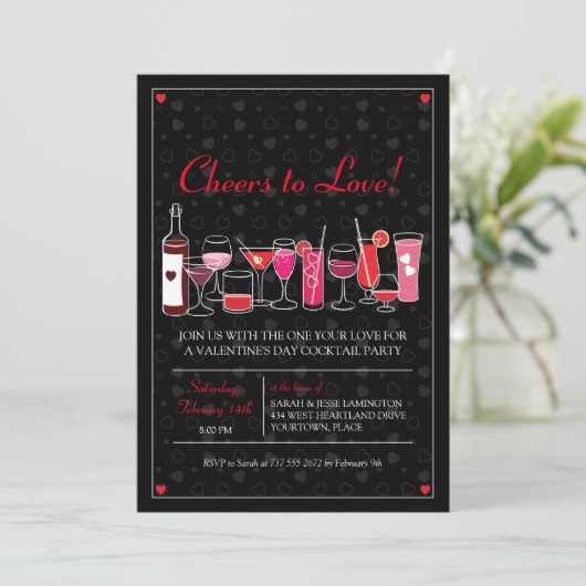 Invitation Cocktails rétro Valentines (Debout devant)
