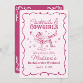 Invitation Cocktails roses et Cowgirls Nash Bash Bachelorette (Devant / Derrière)