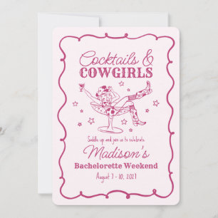 Invitation Cocktails roses et Cowgirls Nash Bash Bachelorette