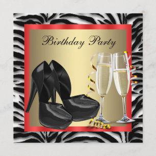 Invitation Cocktails Rouge talon Chaussures Rouge Zèbre Anniv