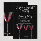Invitation Cocktails rouges dans un verre à martini avec ceri (Devant / Derrière)