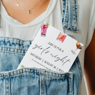 Invitation Cocktails simples Filles Nuit bachelorette fête