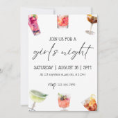 Invitation Cocktails simples Filles Nuit bachelorette fête (Devant)