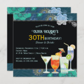 Invitation Cocktails tropicaux 30e fête d'anniversaire (Devant / Derrière)