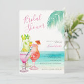 Invitation Cocktails tropicaux Fête des mariées de plage (Debout devant)