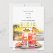 Invitation Cocktails tropicaux Ocean Sunset Scene Mariage (Devant)