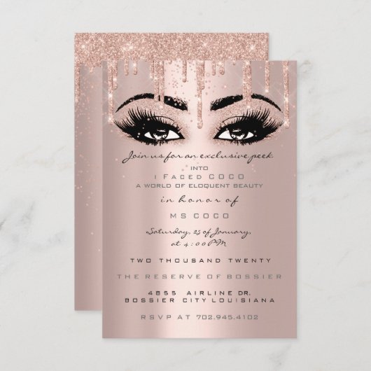 Invitation Coco Event Drivers Rose Eyelash Formal Confetti (Devant / Derrière)