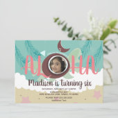 Invitation Coco Luau Photo Plage tropicale Anniversaire (Debout devant)