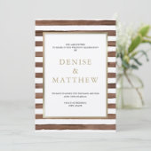 Invitation Coco Mocha Aquarelle Rayures & Lettre Dorée   (Debout devant)