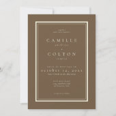 Invitation Cocoa Brown Minimalist Frame Wedding (Devant)