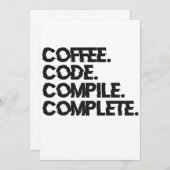 Invitation Code Café Compiler Terminé Drôle Programmeur Geek (Devant / Derrière)