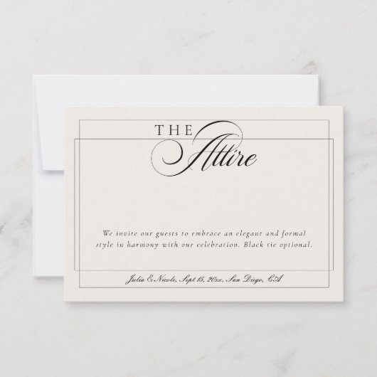 Invitation Code de tenue formelle calligraphie ivoire noir cl (Devant)