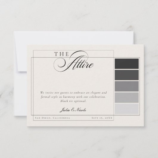 Invitation Code de tenue formelle calligraphie ivoire noir cl (Devant)
