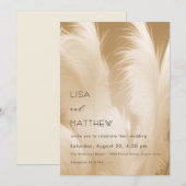 Invitation Code OR | Photo d'herbe de Pampas beige rose (Devant / Derrière)