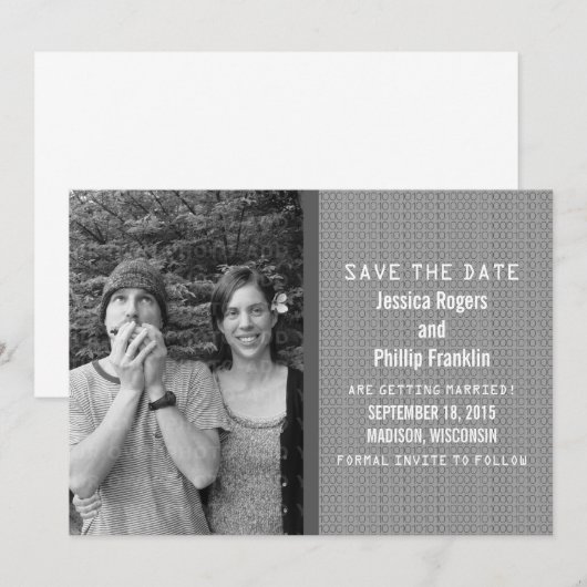 Invitation Code Photo Gris de Save the Date Invite (Devant / Derrière)