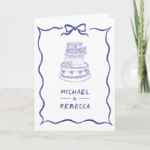 Invitation Code QR à main levée bleue Photo de mariage (Devant)