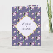 Invitation Code QR à motif floral Pervenche pour mariage indi (Devant)