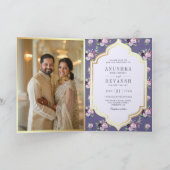 Invitation Code QR à motif floral Pervenche pour mariage indi (Intérieur)