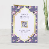 Invitation Code QR à motif floral Pervenche pour mariage indi (Dos)