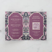 Invitation Code QR à motif paisley rose Mariage indien (Intérieur)