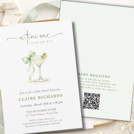 Invitation Code QR A Tini One Coquette Fête de Naissance Neut