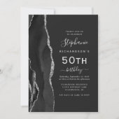 Invitation Code QR Agate Argent Noir 50e Anniversaire (Devant)