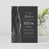 Invitation Code QR Agate Argent Noir 50e Anniversaire (Debout devant)