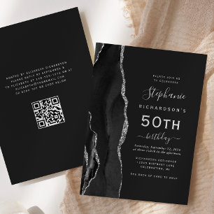 Invitation Code QR Agate Argent Noir 50e Anniversaire