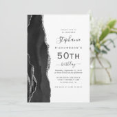 Invitation Code QR Agate Argent Noir 50e Anniversaire (Debout devant)