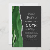 Invitation Code QR Agate Argent Vert 50e Anniversaire (Devant)