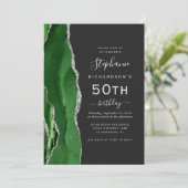 Invitation Code QR Agate Argent Vert 50e Anniversaire (Debout devant)