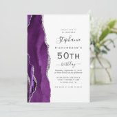 Invitation Code QR Agate Argent Violet 50e Anniversaire (Debout devant)