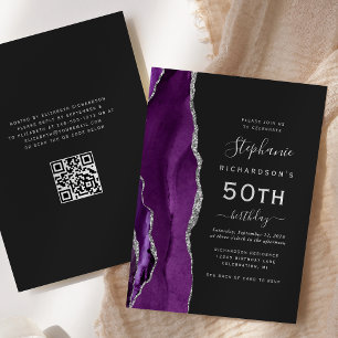 Invitation Code QR Agate Argent Violet 50e Anniversaire