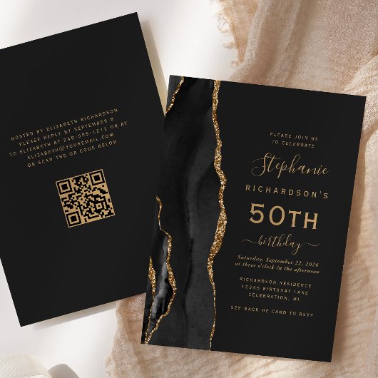 Invitation Code QR Agate Or Noir 50e Anniversaire