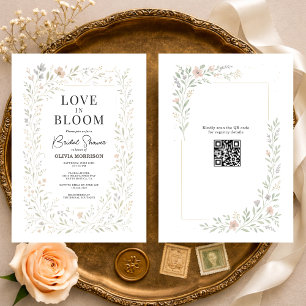 Invitation Code QR Amour en Fleur Fête de Mariage Champêtre