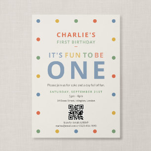 Invitation Code QR Amusant Pour Être Un Premier Anniversaire 