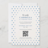Invitation Code QR Anniversaire French Blue à pois (Devant)