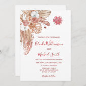 Invitation Code QR | Aquarelle Boho Fleurs Mariage chinois (Devant / Derrière)