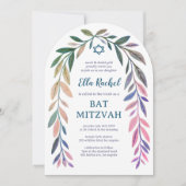 Invitation Code QR aquarelle botanique Bar Mitzvah Arch (Devant)