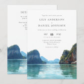 Invitation Code QR aquarelle mariage à Phuket Thaïlande (Devant / Derrière)