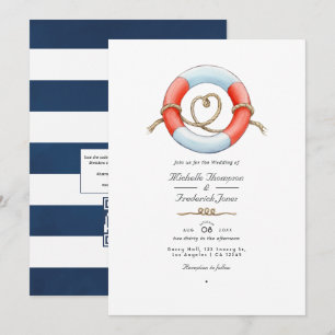 Invitation Code QR aquarelle RSVP Mariage Nautique